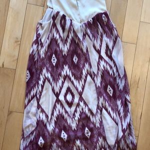Patterned Shift Dress with Embroidered Neck